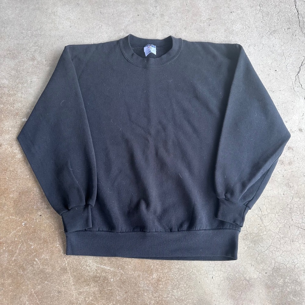 Jerzees Sweatshirt Mens Large Black Excellent Vintage NuBlend Made in USA